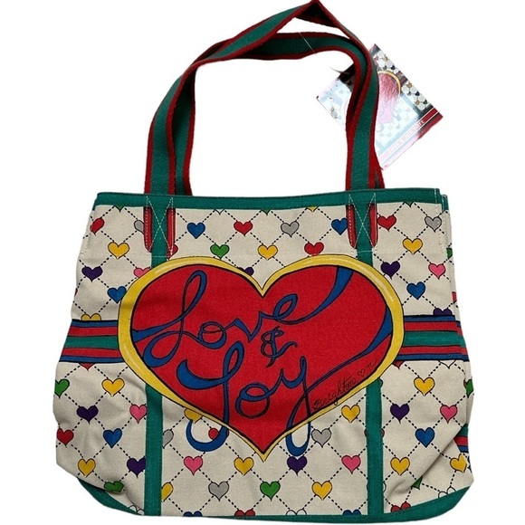 Brighton Love & Joy Tote Cotton Canvas Hearts w/ a Bow New in original package - Picture 1 of 12
